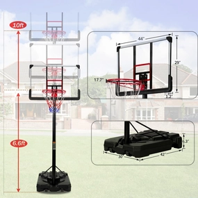6.6-10 Ft. Adjustable Height Portable Basketball Hoop System with