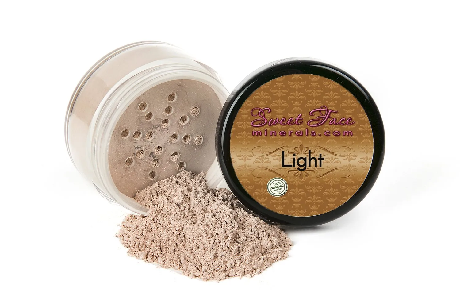 6PC Makeup Kit with Brush (Light), All-Natural Loose Powder, Includes Lightweight Matte Foundation, Blush, Radiant Bronzer, Translucent Primer & Finishing Powder