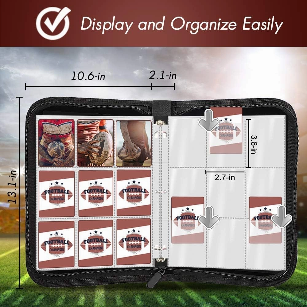 720 Pockets Football Card Binder with Sleeves fit for Baseball Cards, Trading Cards Album Cards Holder Protectors Set Fit for Game Card, Sports, Football Card