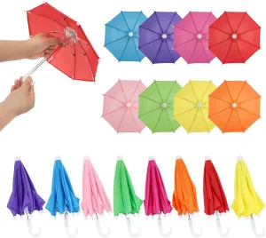 8 pcs Miniature Umbrellas Decorations, 18 Inch Adjustable Mini Colorful Doll House Plants Decoration for Boys and Girls Tiny Doll Toy Games Small Crafts Photography Props and Supplies