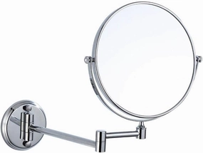 8-Inch Wall Mounted Makeup Mirror, 3X Magnification Two-Sided 360° Swivel Adjustable Height Cosmetic Extendable Bathroom Round Shape Vanity Mirror Chrome,6inchsquarebottom ( Color : 6inchroundbottom )