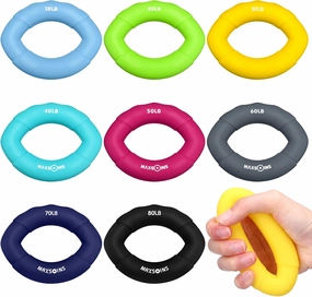 8 pcs Hand Strengthener Grip Ring - Forearm Ring Hand Exercisers - Silicone Squeeze Grip for Muscle Strengthening Training Tool - Arthritis Finger Physical Therapy PT Kit Trainer