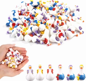 90pcs Small Resin Goose, Gardener & Butterfly Style Mini Goose Miniature Figurines Tiny Resin Animals Statue Toy for DIY Crafts Fairy Gardens Dollhouse Micro Landscape Decor Decoration