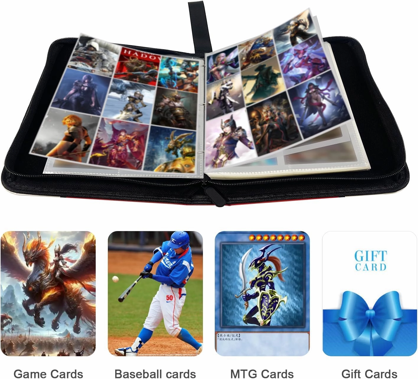 9 Pocket Card Binder with 900 Double Sided Pocket PU Collection Binder - Portable Waterproof Trading Card Storage Bag for Birthday Gifts