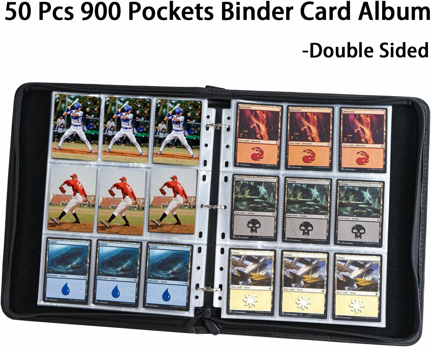 9 Pocket Trading Card Collection Book, Binder Card Album with 900 Pockets Game Card Sleeves, Binder Card Organizer for MTG, TCG, and Baseball Cards Protection and Storage