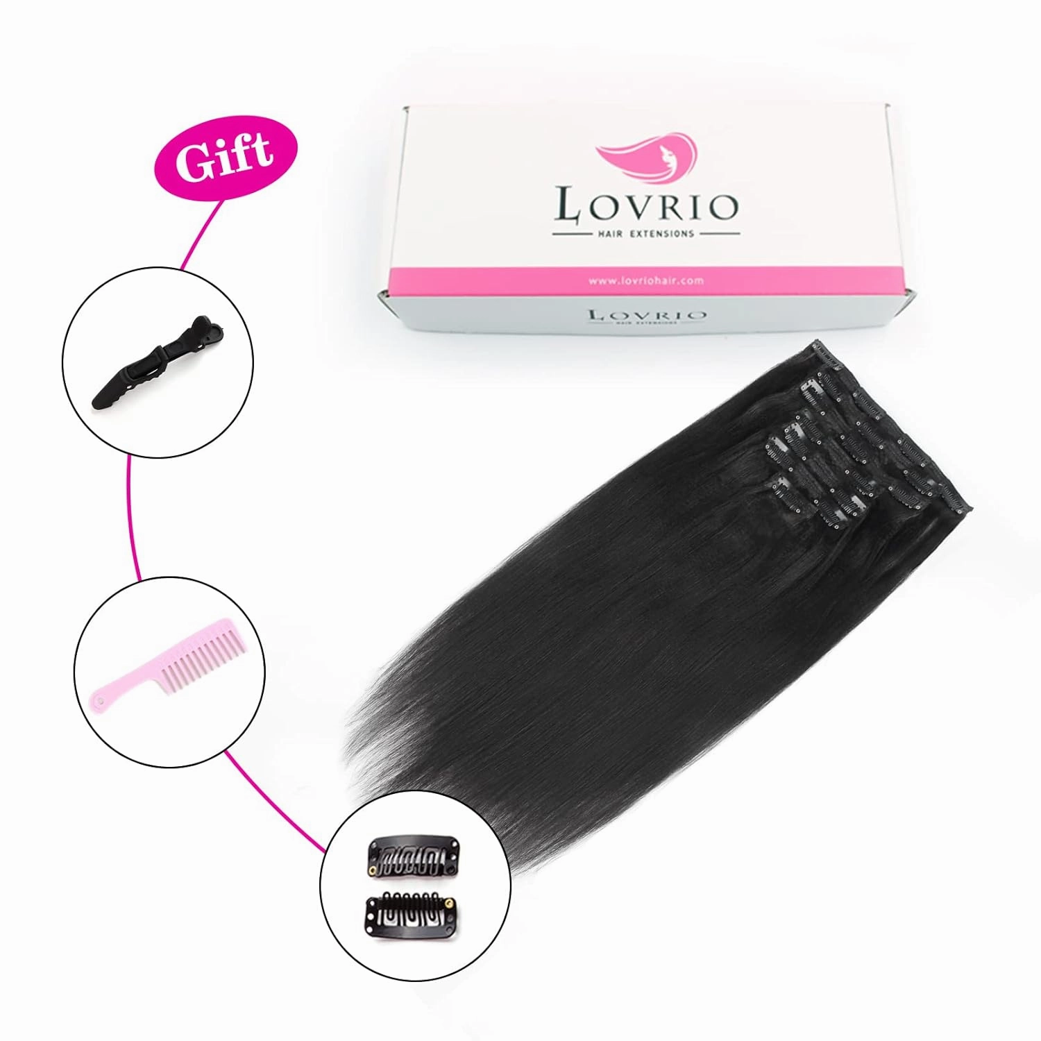9A Yaki Clip in Extensions Human Hair Real Thick Straight Clip in Extensions Human Hair for Black Women, Remy Soft Jet Black,120 Grams 7 Pieces With 17 Clips Yaki 14 Inch