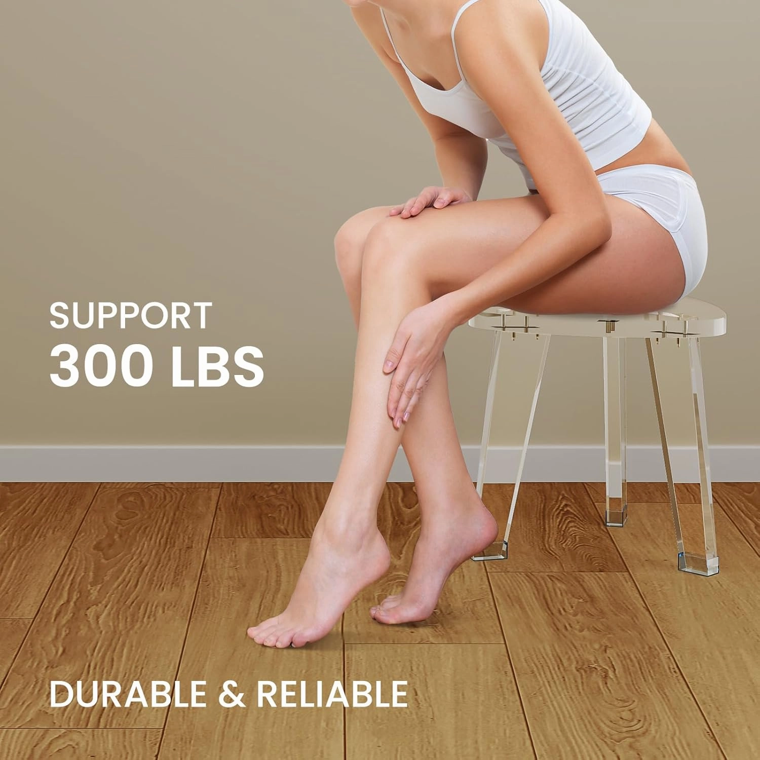 Acrylic Corner Shower Stool for Shaving Legs 11.65" D X 11.94" W X 12.2" H, Heavy Duty Shower Foot Rest, for Inside Shower, Waterproof Non-Slip