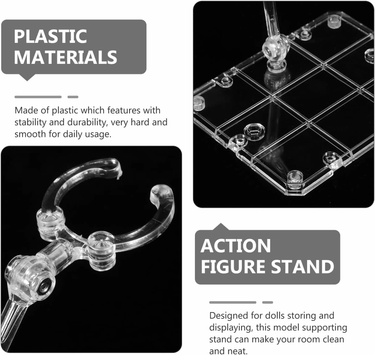 Action Figure Stand, Plastic Bracket Figurine Special Effects, Holder Figure Accessories Display Holder, DIY Base Model Display Assembly Toy Figures Rack