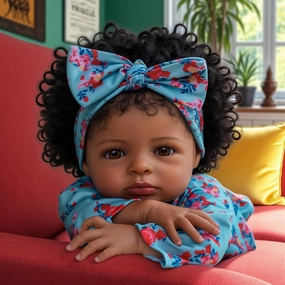 ADFO Lifelike Reborn Baby Dolls, 18 inch Realistic Black Girl Newborn Real Life Baby Girl Dolls Soft Vinyl Baby Dolls with Clothes and Toy Gift for Kids Age 3 
