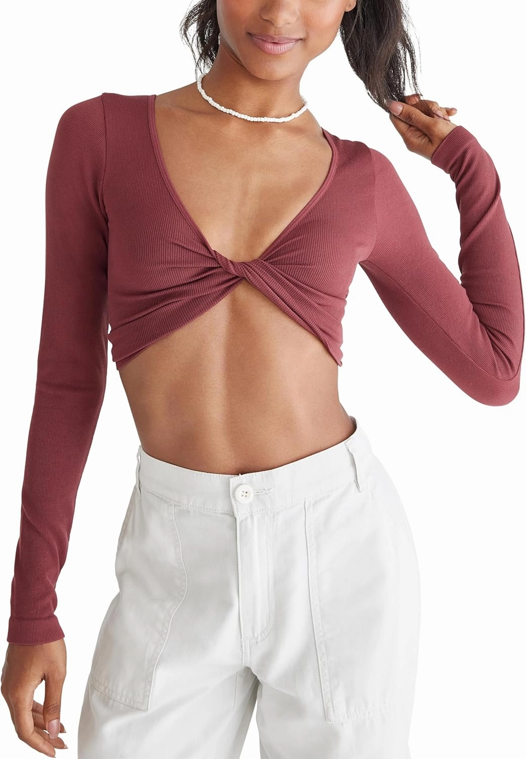 AEROPOSTALE Women's Seamless Wear 3-Way V-Neck Tiny Top