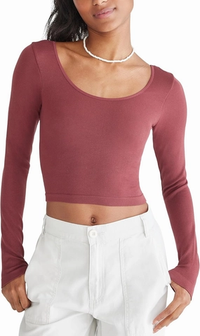 AEROPOSTALE Women's Seamless Wear 3-Way V-Neck Tiny Top