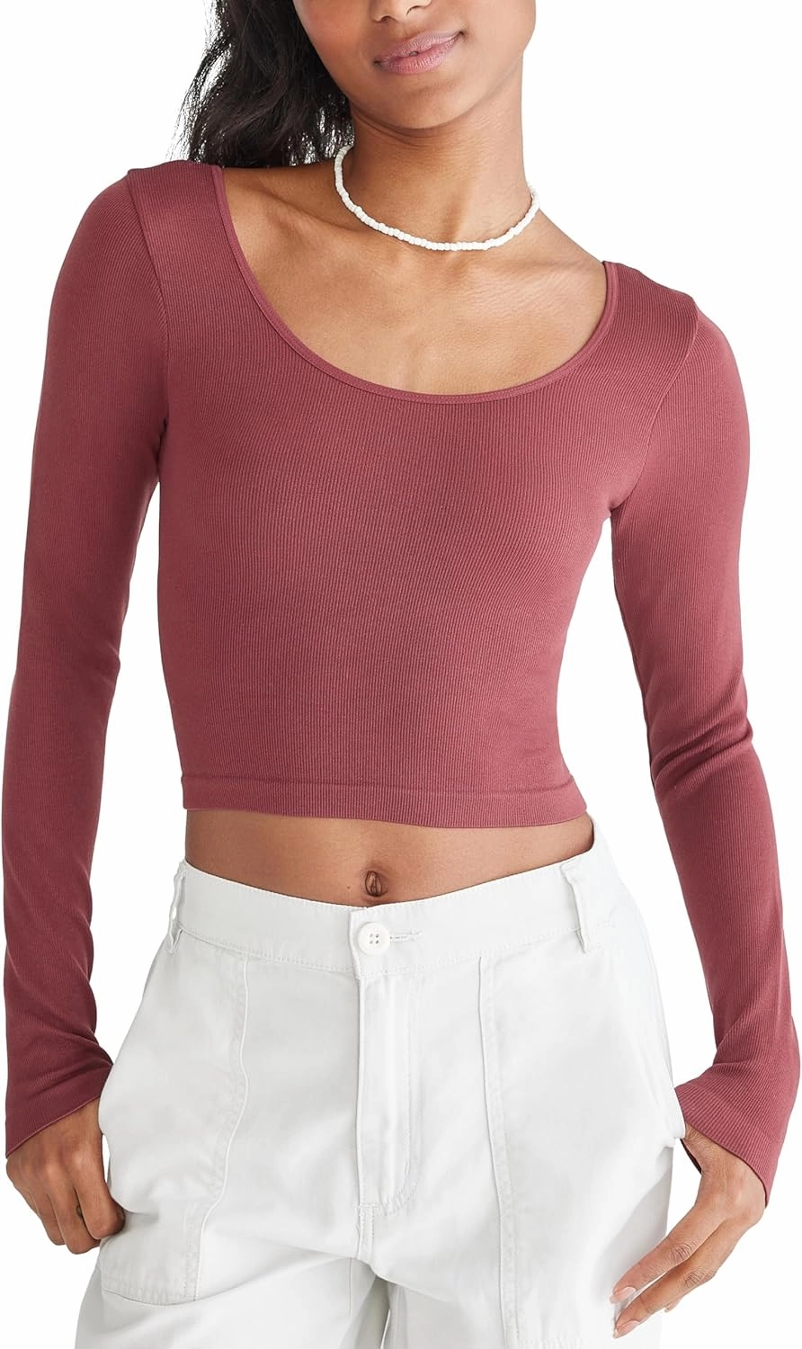 AEROPOSTALE Women's Seamless Wear 3-Way V-Neck Tiny Top