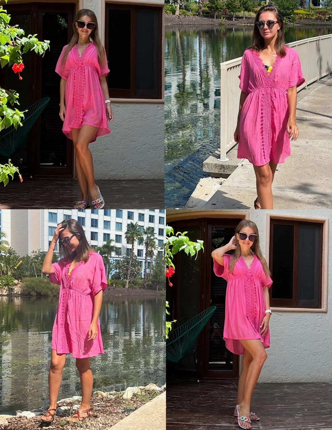 AI'MAGE Swimsuit Cover Ups Women's Bathing Suit V Neck Ruffle Sleeve Soft Coverups Dress S-XXL