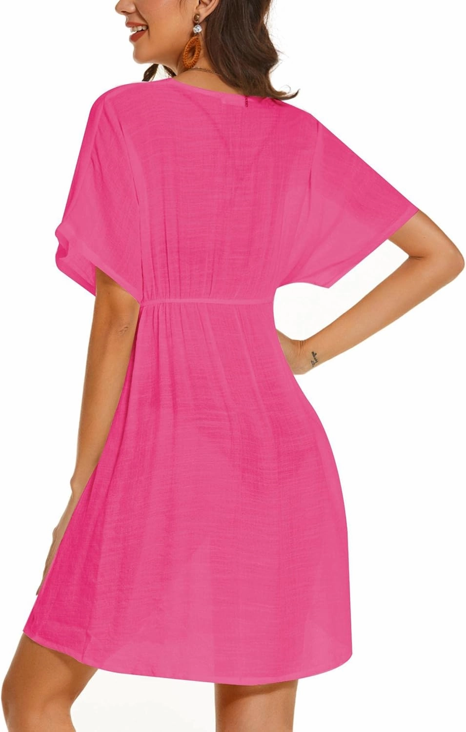 AI'MAGE Swimsuit Cover Ups Women's Bathing Suit V Neck Ruffle Sleeve Soft Coverups Dress S-XXL