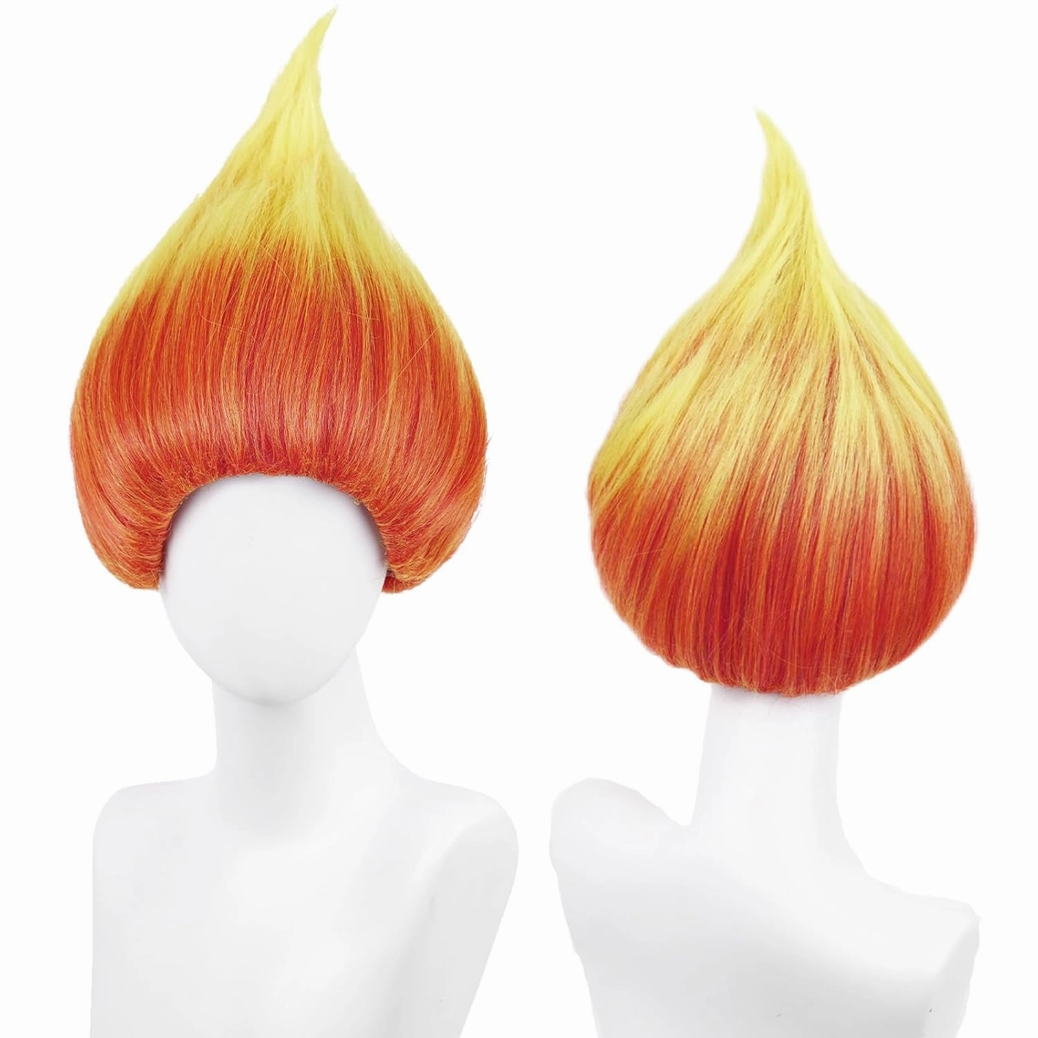 Aicos Orange Yellow Flame Fire Wig for Men Women Anger Cosplay Wigs for Halloween Costume Wig Cap
