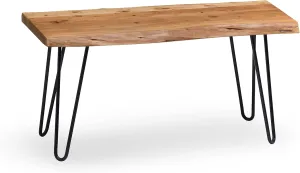 Alaterre Furniture Live Edge Bench with Natural Wood and Metal Hairpin Legs - 36 Inch Table Bench with Unique Rustic Look, Versatile Multi-Purpose Modern Design, Sturdy, Durable, and Easy Assembly
