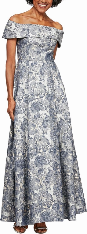 Alex Evenings Women's Formal Long Ballgown Mother of The Bride Dress with Pockets