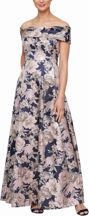 Alex Evenings Women's Formal Long Ballgown Mother of The Bride Dress with Pockets