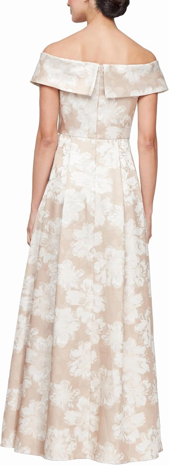 Alex Evenings Women's Formal Long Ballgown Mother of The Bride Dress with Pockets
