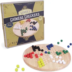 All Natural Wood Chinese Checkers with Wooden Marbles by Brybelly (1-Pack)
