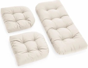 All Weather Wicker Chair Cushions of 3 Pieces, Waterproof Outdoor Wicker Chair Cushion for Patio Furniture Loveseat Settee Bench, 1 Loveseat and 2 U-Shaped Thickened Cushions, Cream