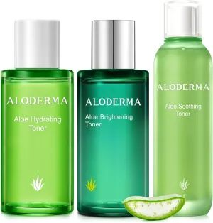 Aloderma Aloe Toner Set, 3 Pieces - Hydrating Toner, Soothing Toner, Brightening Toner