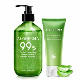 Aloderma Aloe Vera Gels Set, 2 pieces - 500g Aloe Vera Gel, 114g Aloe Vera Gel