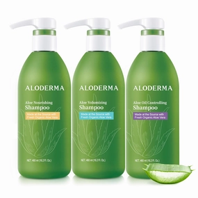 Aloderma Aloe Vera Hair Care Set - Nourishing Shampoo, Volumizing Shampoo, Oil Controlling Shampoo