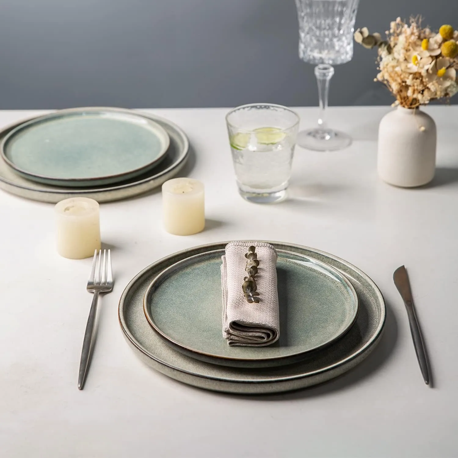 AmorArc Dinner Plates Set of 6, 10.5 Inch Reactive Glaze Ceramic Plates Set, Microwave, Dishwasher Safe, Scratch Resistant, Modern Large Dinnerware Dishes Set Kitchen Stoneware Plates