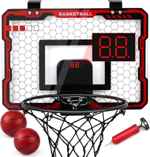 Amy&Benton Mini Basketball Hoop Indoor Kids Electronic Scoreboard Room Small Basketball Goal Door Basketball Hoop Hanging Door Dunk Proof Bedroom Basketball Hoop Office