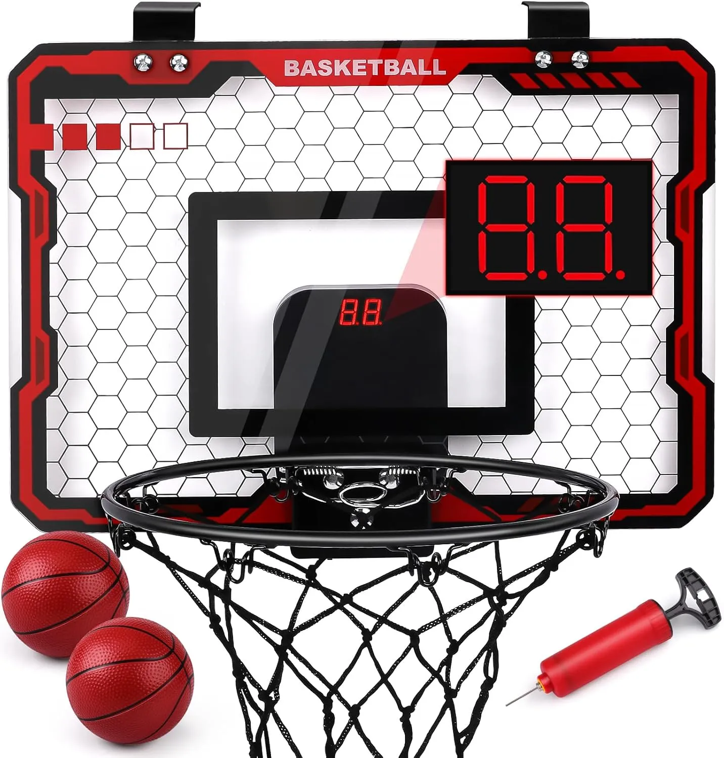 Amy&Benton Mini Basketball Hoop Indoor Kids Electronic Scoreboard Room Small Basketball Goal Door Basketball Hoop Hanging Door Dunk Proof Bedroom Basketball Hoop Office