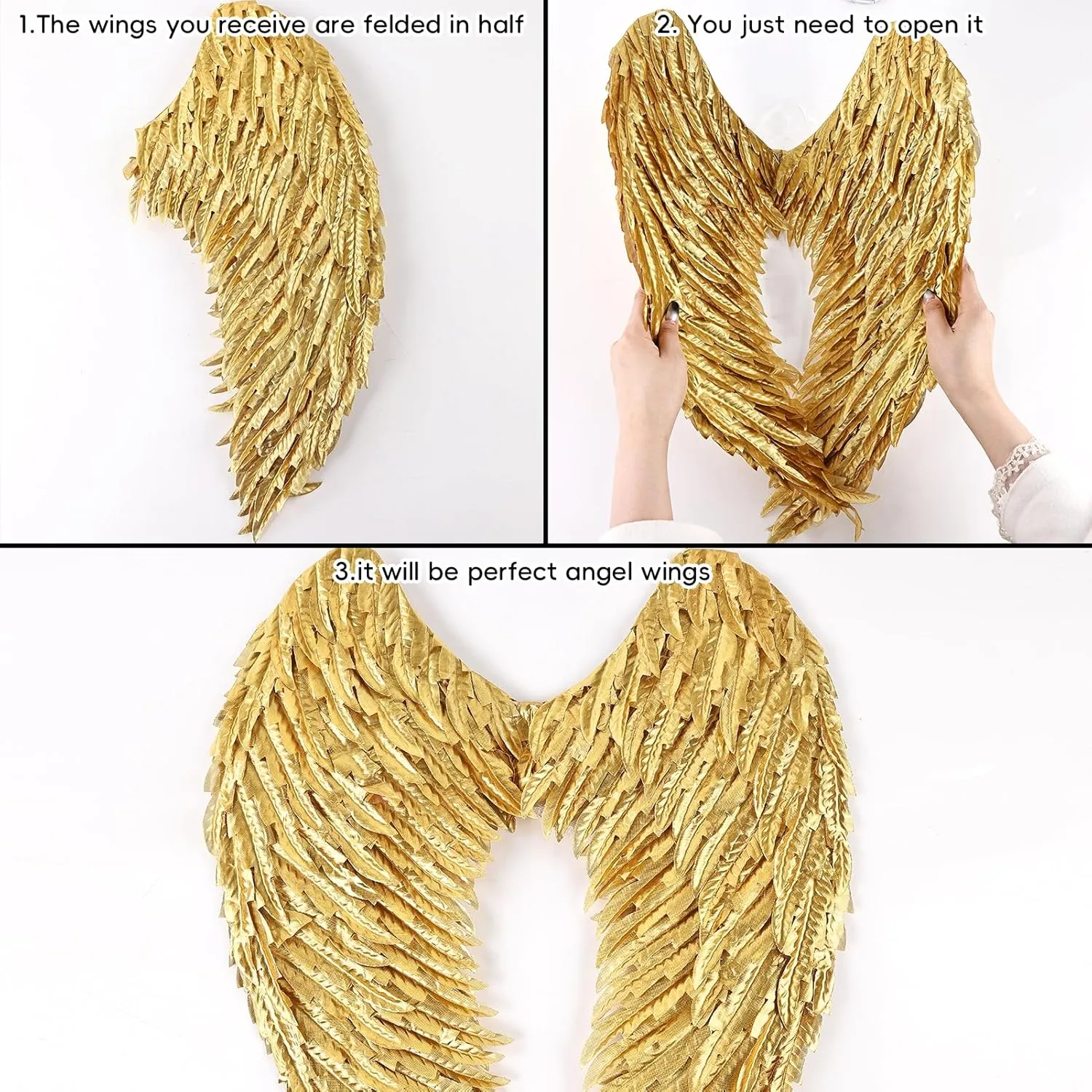 Angel Wings Costume Accessories - Realistic Wings for Adults, Lightweight Adjustable Fairy Wings for Halloween