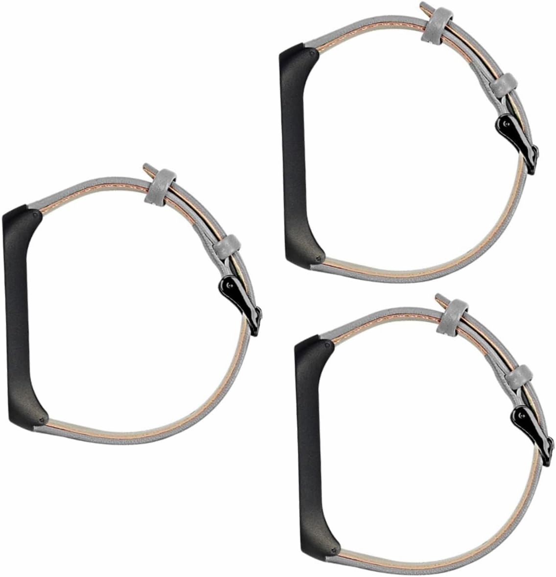 Angoily 3pcs Stainless Steel Watch Strap for Grey Leather Band Black Frame Replacement Bracelet for Comfortable Wear for Him