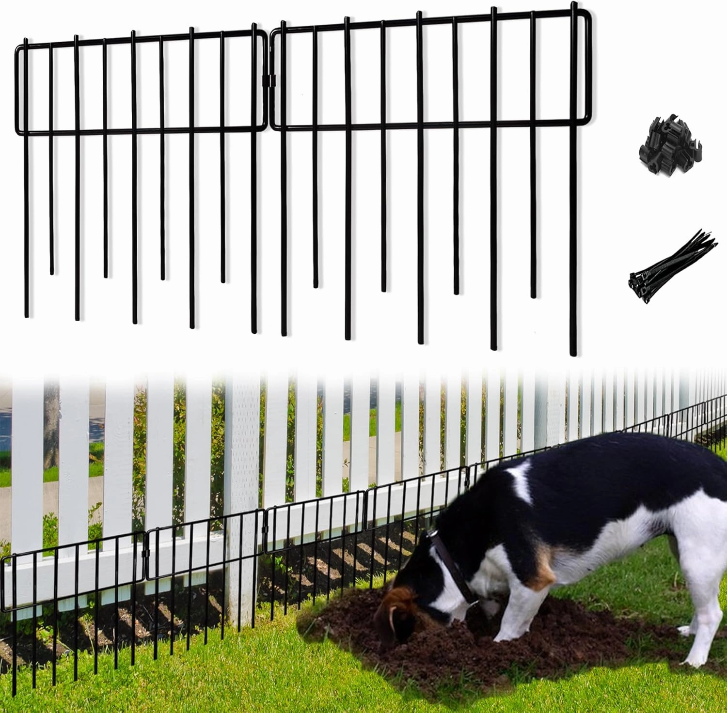 Animal Barrier Fence, 10 Pcs Upgrade 1.26 in Gap Decorative Fences No Dig Fence for Rabbits and Dog Ground Defense, Rustproof Metal Wire Garden Fence Border for Garden & Patio Landscaping