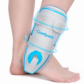 Ankle Stabilizer Support Brace with Hot Cold Therapy Gel Pad, Adjustable Ankle Rigid Stirrup Splint for Sprained, Ligament Injury, Tendonitis, Fracture, for Right & Left Foot