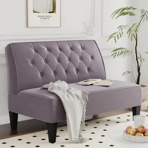 annjoe Button Tufted Loveseat Settee Upholstered Sofa Backrest Buckle Couch Banquette Bench for Dining Room Living Room Bedroom Funiture(Gray 2)