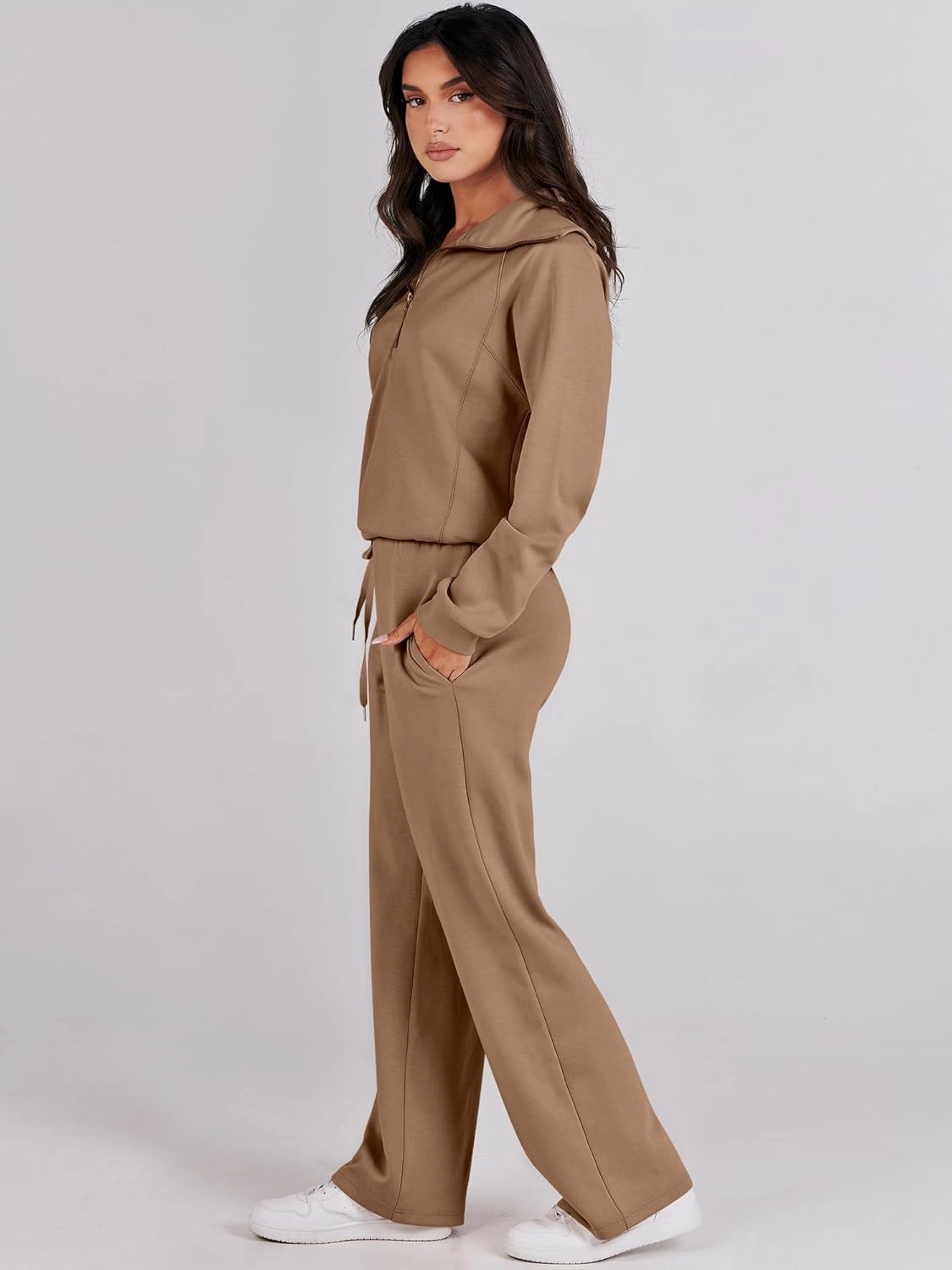 ANRABESS Women 2 Piece Outfits Sweatsuit Oversized Sweatshirt Sweatpants Tracksuit Sweat Lounge Matching Set 2025 Fall Trendy