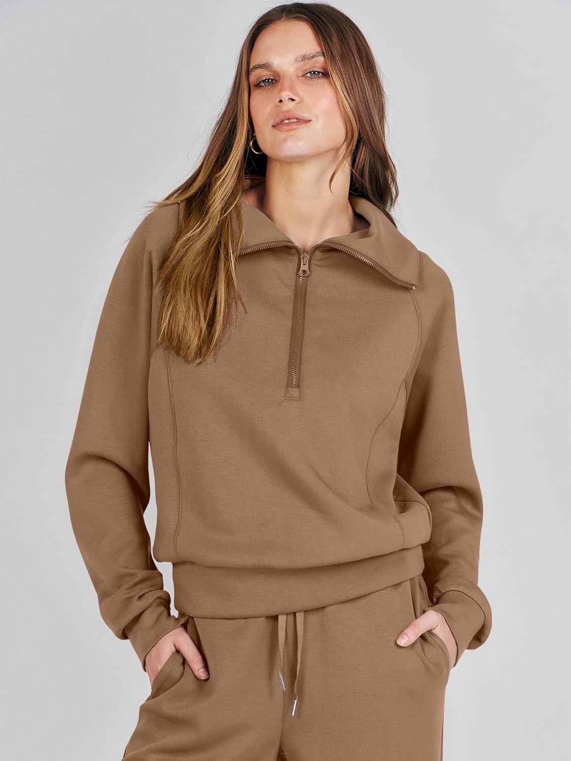 ANRABESS Women 2 Piece Outfits Sweatsuit Oversized Sweatshirt Sweatpants Tracksuit Sweat Lounge Matching Set 2025 Fall Trendy