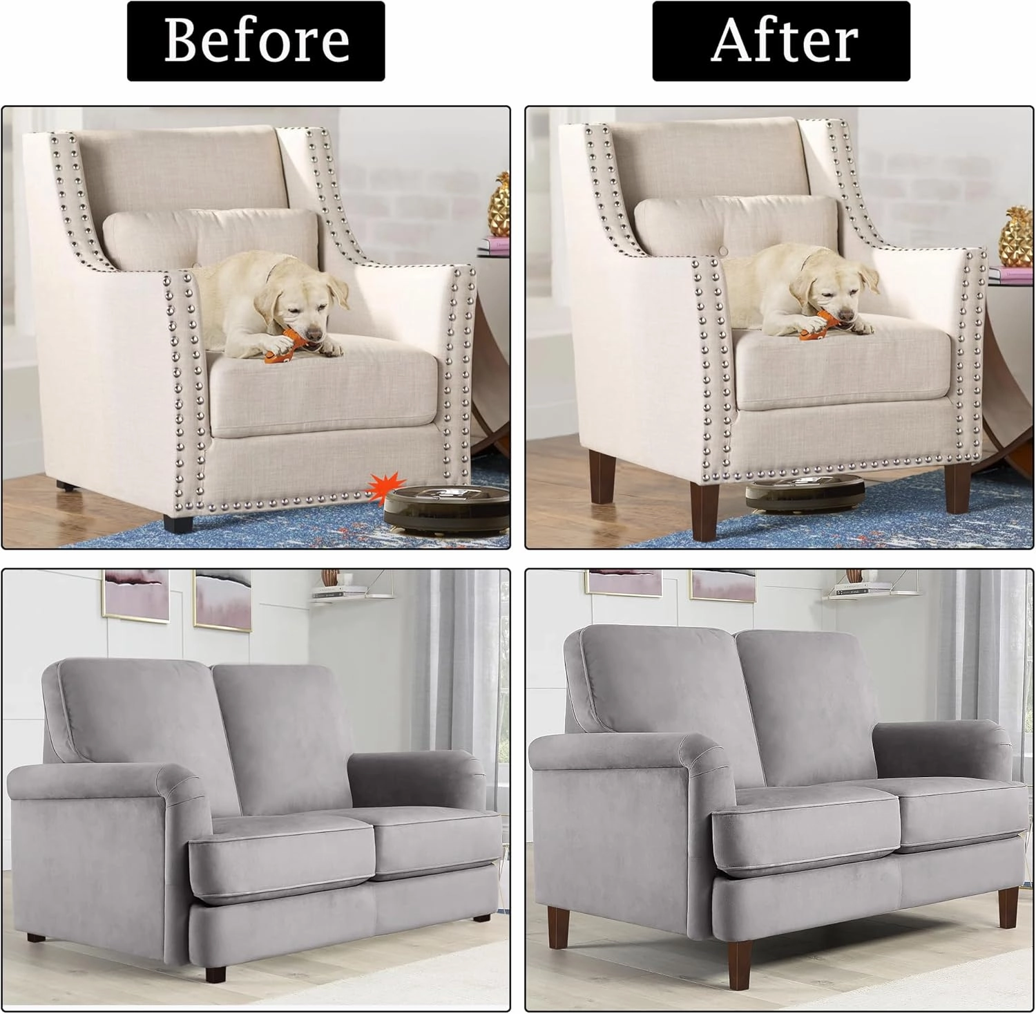 AORYVIC Wood Furniture Legs 8 inch Sofa Legs Set of 4 Square Replacement Legs Brown for MCM Ottoman Armchair Recliner Coffee Table Dresser