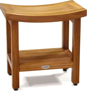 AquaTeak Patented 18" Sumba Teak Shower Bench with Shelf