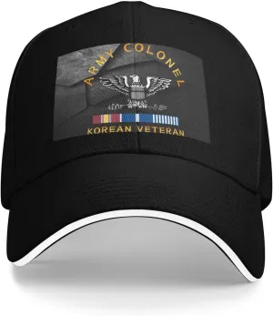 Army Colonel Korean Veteran Airflow Sandwich Baseball Cap - Adjustable for Men and Women Comfortable Dad Hat Black52