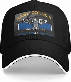 Army Colonel Korean War Veteran Airflow Sandwich Baseball Cap - Adjustable for Men and Women Comfortable Dad Hat Black83