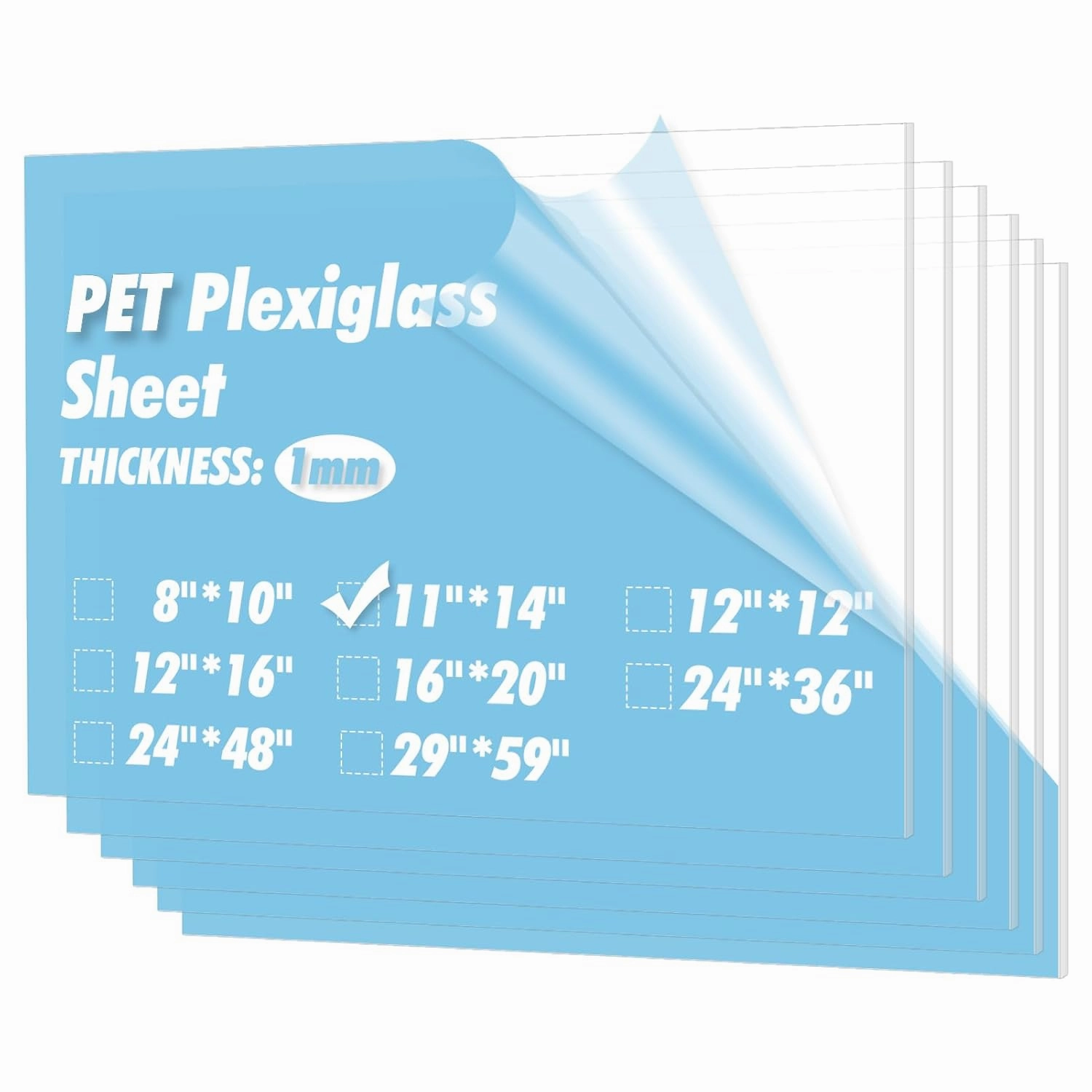 Art3d 10-Pack of 11×14" PET/Plexiglass Sheets, Transparent Clear Flexible Plastic Sheet Panels for Craft, Picture Frames, Sign Blank, DIY Display Project