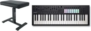 Audiosavings Bundle: Novation LAUNCHKEY 49 MK4 49-Key USB MIDI Ableton Live Keyboard Controller Bundle with Rockville AIR-BENCH Keyboard/Piano Bench Chair Hydraulic Air Lift Comfy Padding (2 Items)
