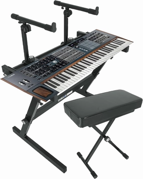 Audiosavings Bundle: Polybrute USB MIDI 6-voice 61-Key Polyphonic Analog Bundle with Quik Lok Z-726 Keyboard Stand & BX-8 Extra Keyboard Bench w/ 3 Height-Positions (3 Items)