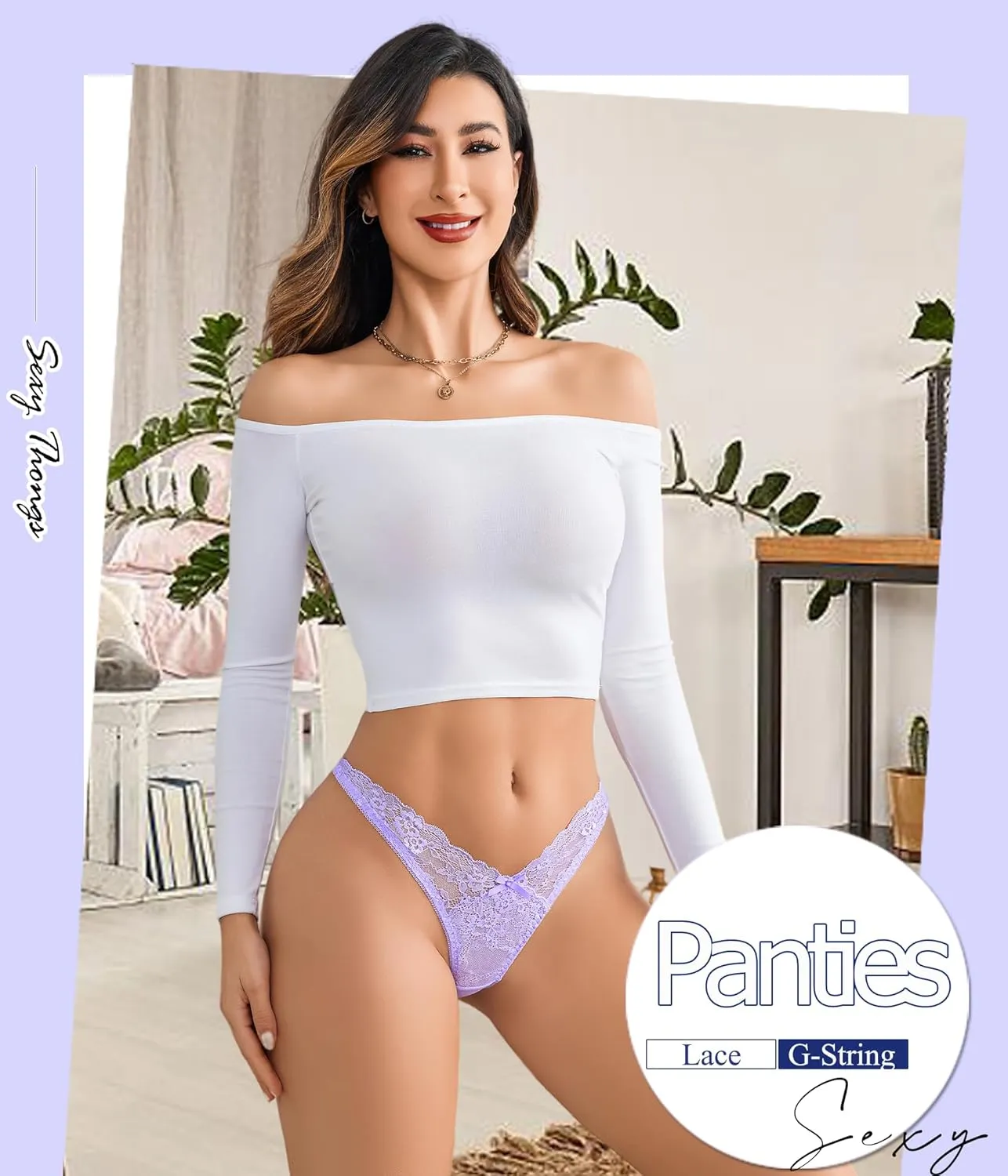 Avidlove Women Sexy Underwear Lace G-string Exotic Lingerie Panties V-Shape Cheeky Tangas with Bow Decor