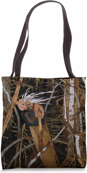 Baba Yaga fairy tale by Ivan Bilibin (1900) Tote Bag