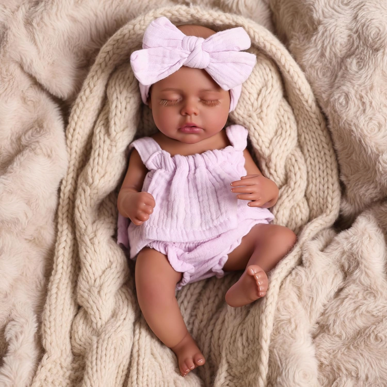 BABESIDE Black Baby Doll Girl Lucy – 12 Inch Realistic African American Newborn Doll with Soft Body, Clothes & Accessories, Gift for Kids Age 3 , Pretend Play & Collection