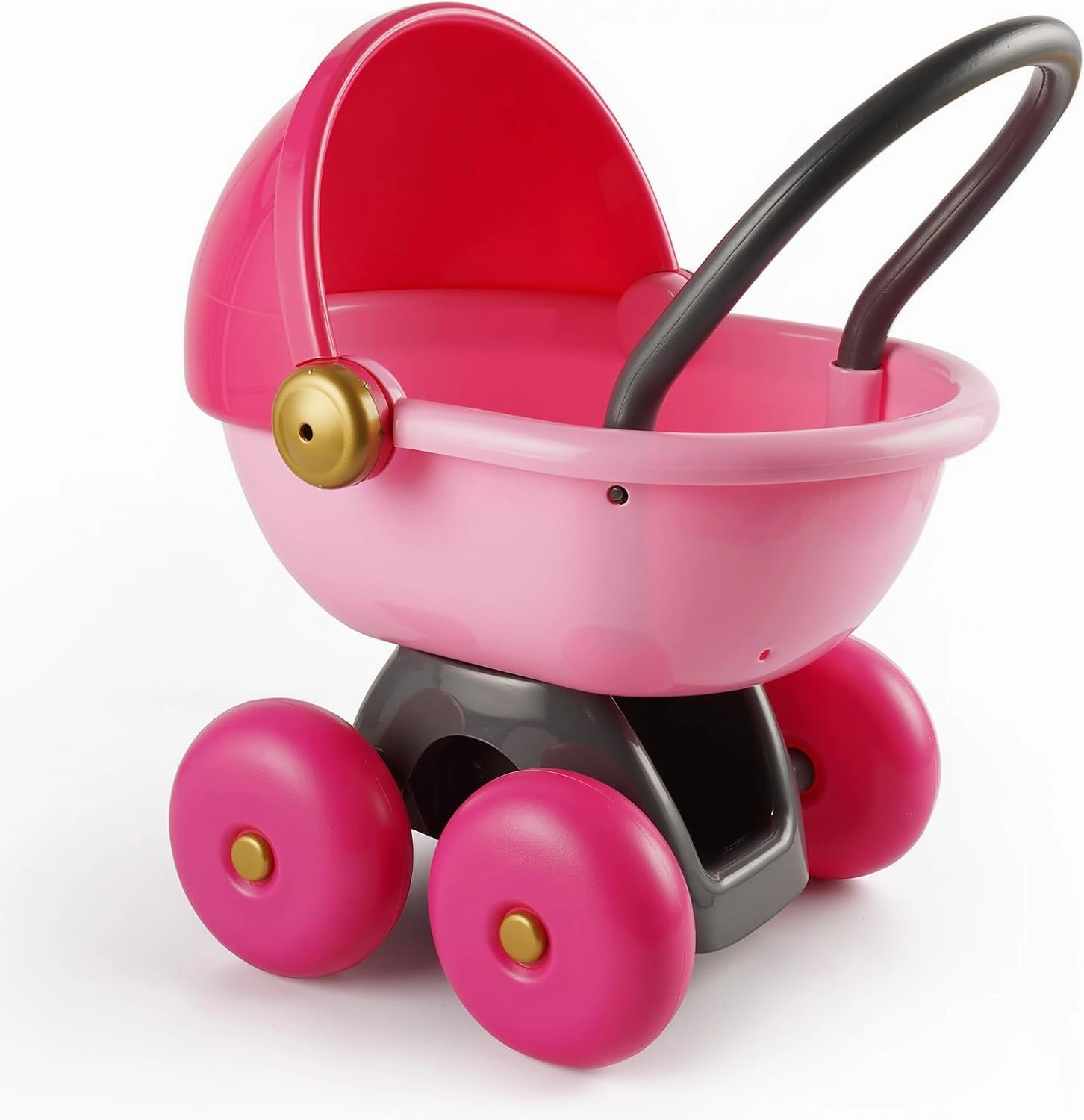 BABESIDE Mini Doll Stroller Toy for Dollhouse, Baby Doll Stroller with Realistic Design,Simulated Baby Carriage Model, Rosy Abs, Fits 12-14 inch Reborn Baby Dolls,Kids Pretend Play Decoration