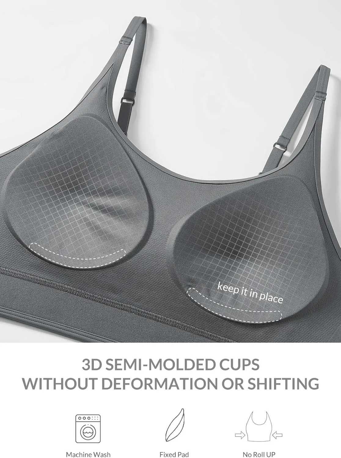 baleaf Sweatleaf Adjustable Sports Bras for Women, Padded Racerback Yoga Bra, High Impact Molded Cup Workout Bra